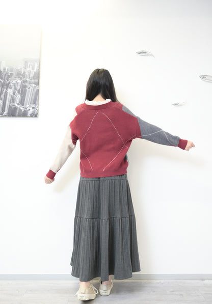 秋冬・學院風菱形格仔冷衫 2色入 1W61204