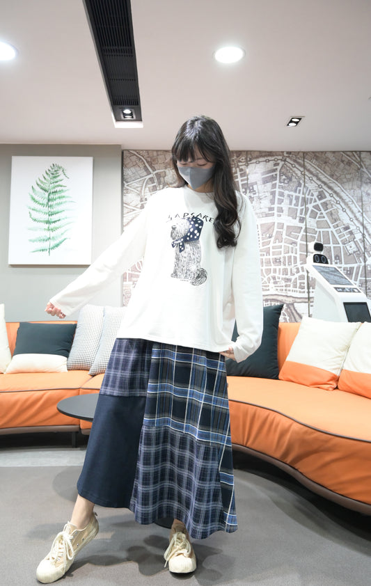 秋冬・狗仔印花薄抓毛上衣 2色入 1W51203