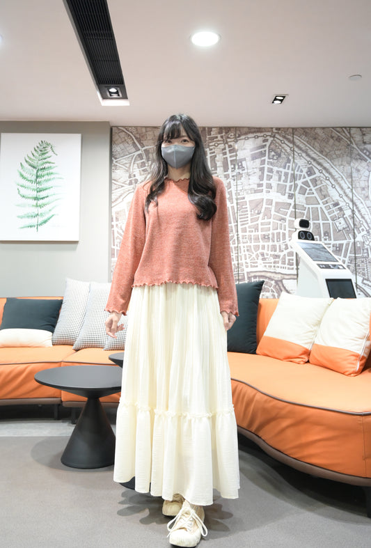 秋冬・混色毛線波浪邊上衣 2色入 1W51202