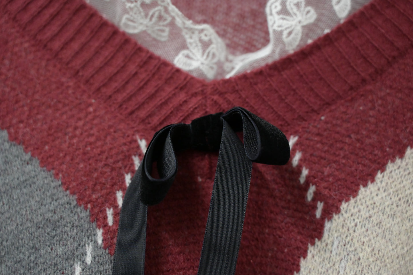 秋冬・學院風菱形格仔冷衫 2色入 1W61204