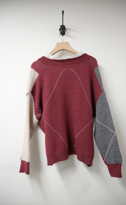 秋冬・學院風菱形格仔冷衫 2色入 1W61204