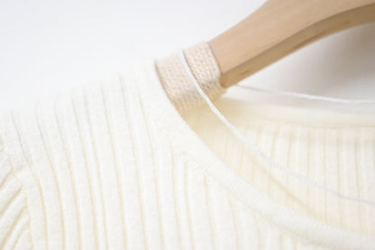 秋冬・坑紋針織透視邊上衣 3色入 1W61205