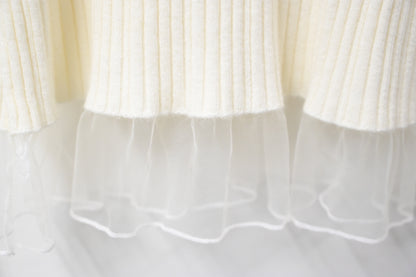 秋冬・坑紋針織透視邊上衣 3色入 1W61205