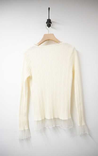 秋冬・坑紋針織透視邊上衣 3色入 1W61205