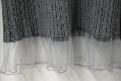 秋冬・坑紋針織透視邊上衣 3色入 1W61205