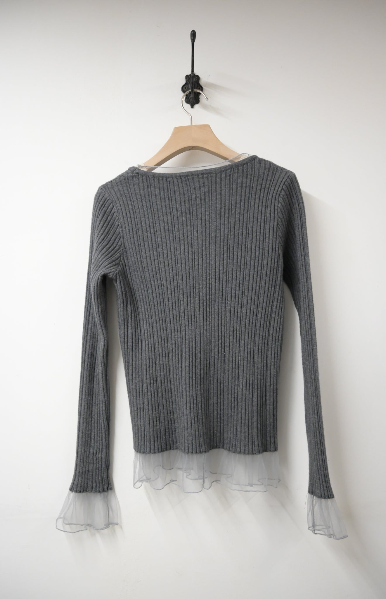 秋冬・坑紋針織透視邊上衣 3色入 1W61205