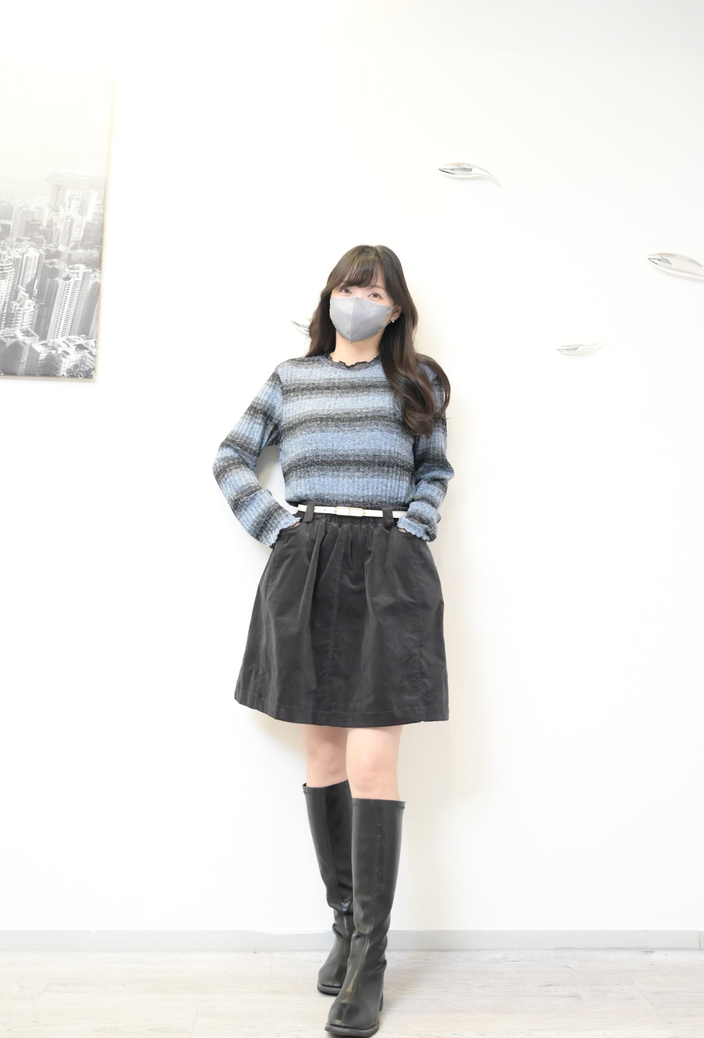 秋冬・絲絨加絨全橡筋短裙 2色入 1W61218