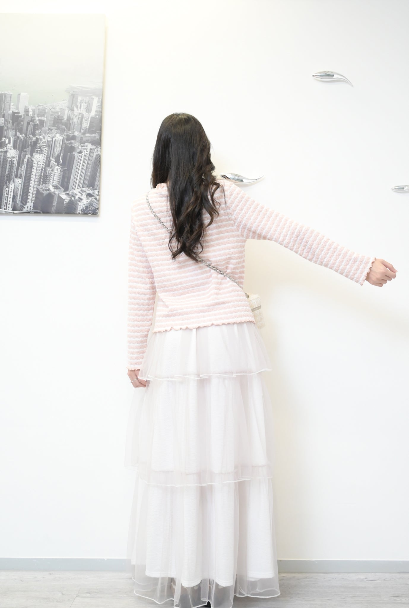 秋冬・馬卡龍橫間木耳邊上衣 2色入 1W51226