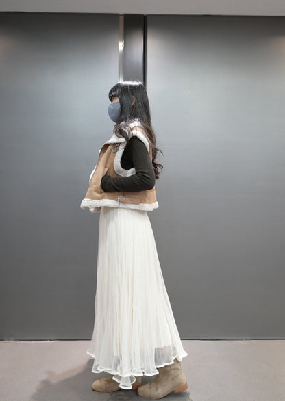 秋冬・麂皮羊羔毛無袖外套 2色入 1W61229