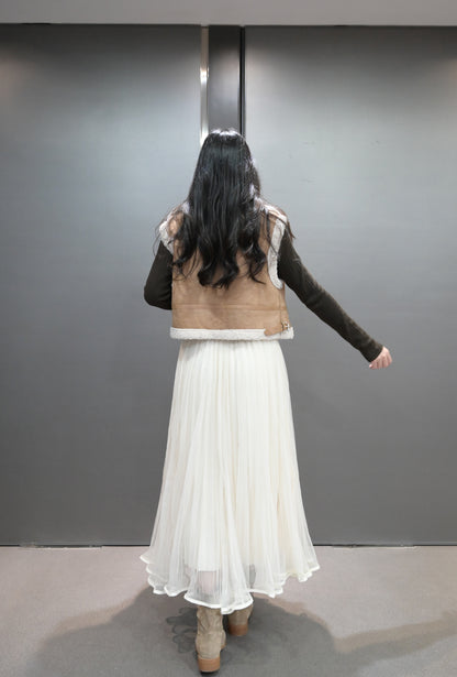 秋冬・麂皮羊羔毛無袖外套 2色入 1W61229