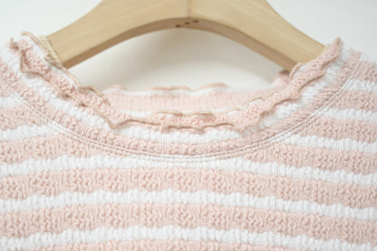 秋冬・馬卡龍橫間木耳邊上衣 2色入 1W51226