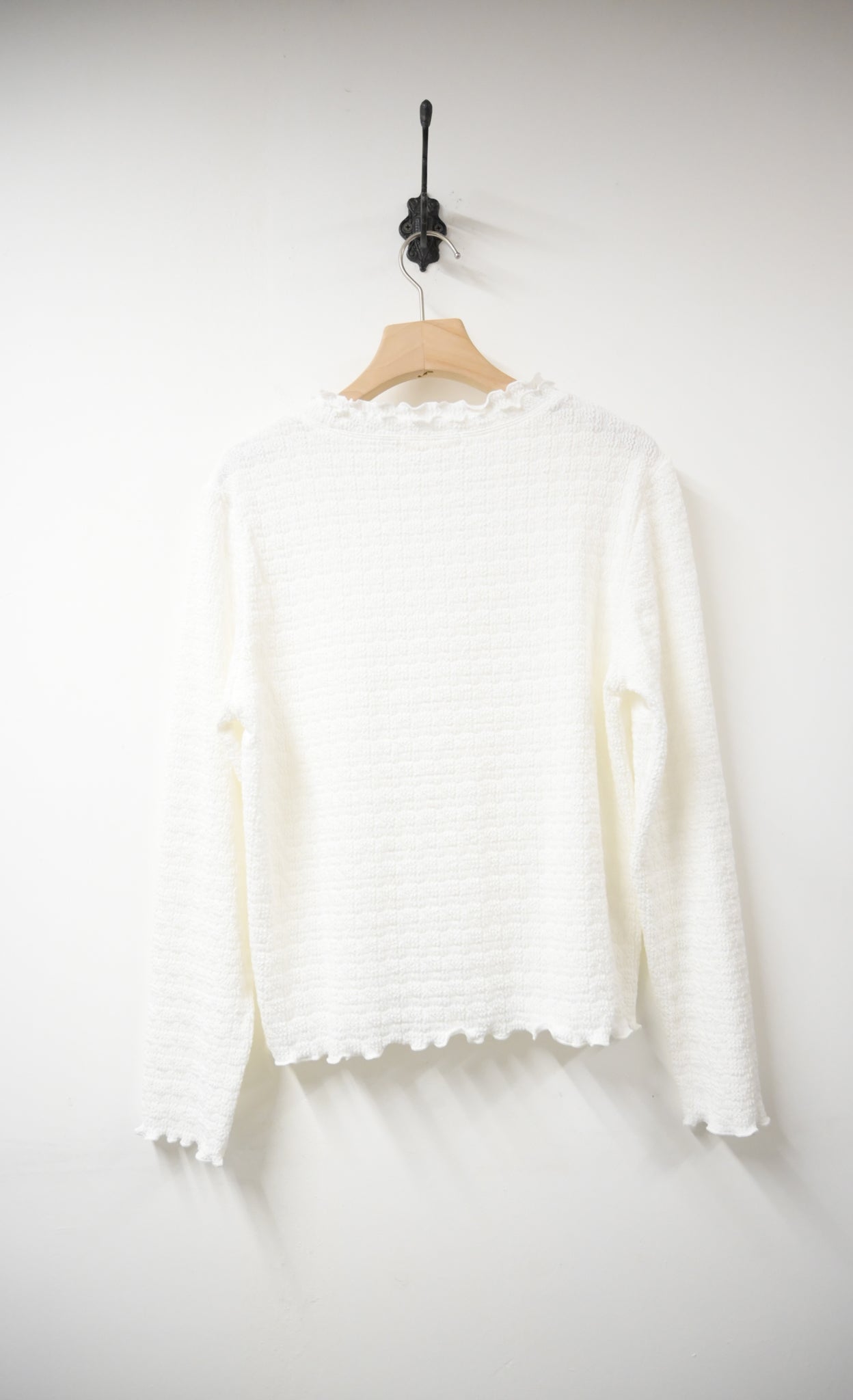 秋冬・馬卡龍橫間木耳邊上衣 2色入 1W51226