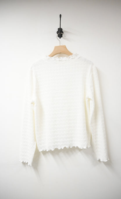 秋冬・馬卡龍橫間木耳邊上衣 2色入 1W51226