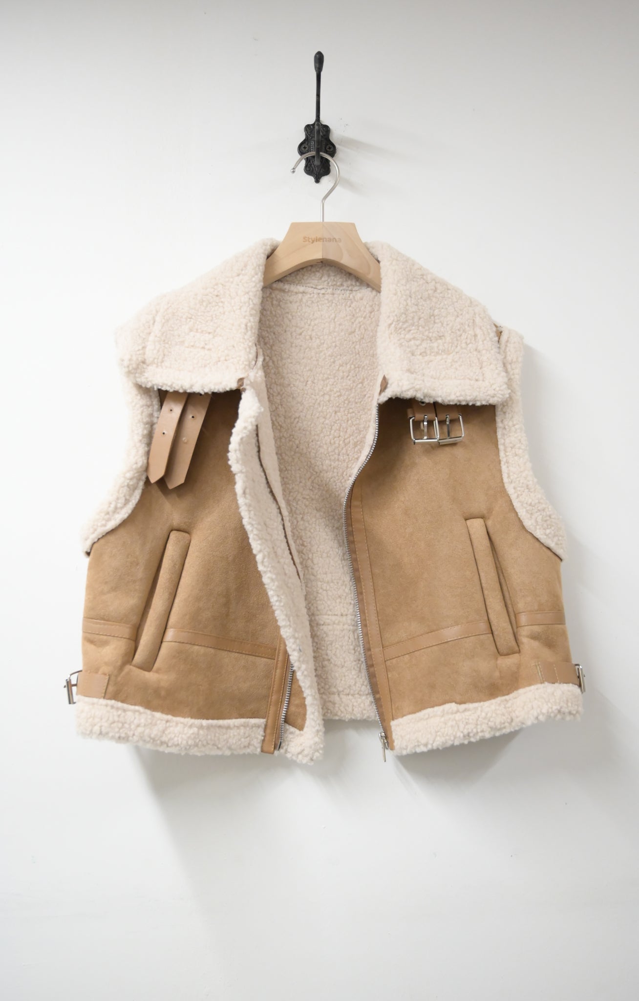 秋冬・麂皮羊羔毛無袖外套 2色入 1W61229