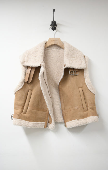 秋冬・麂皮羊羔毛無袖外套 2色入 1W61229