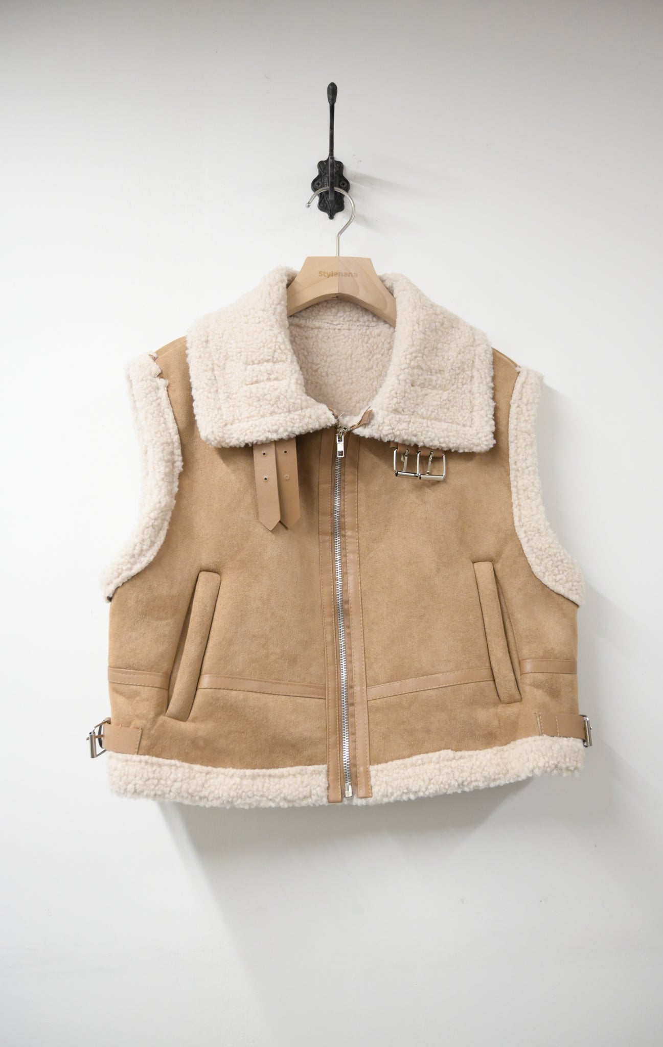 秋冬・麂皮羊羔毛無袖外套 2色入 1W61229