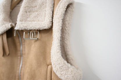 秋冬・麂皮羊羔毛無袖外套 2色入 1W61229