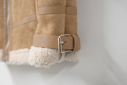 秋冬・麂皮羊羔毛無袖外套 2色入 1W61229