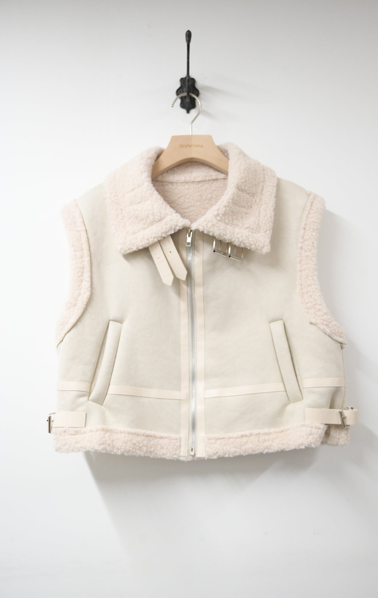 秋冬・麂皮羊羔毛無袖外套 2色入 1W61229