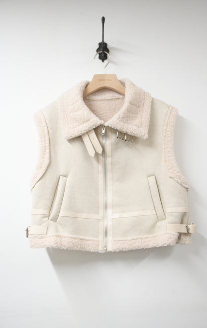 秋冬・麂皮羊羔毛無袖外套 2色入 1W61229