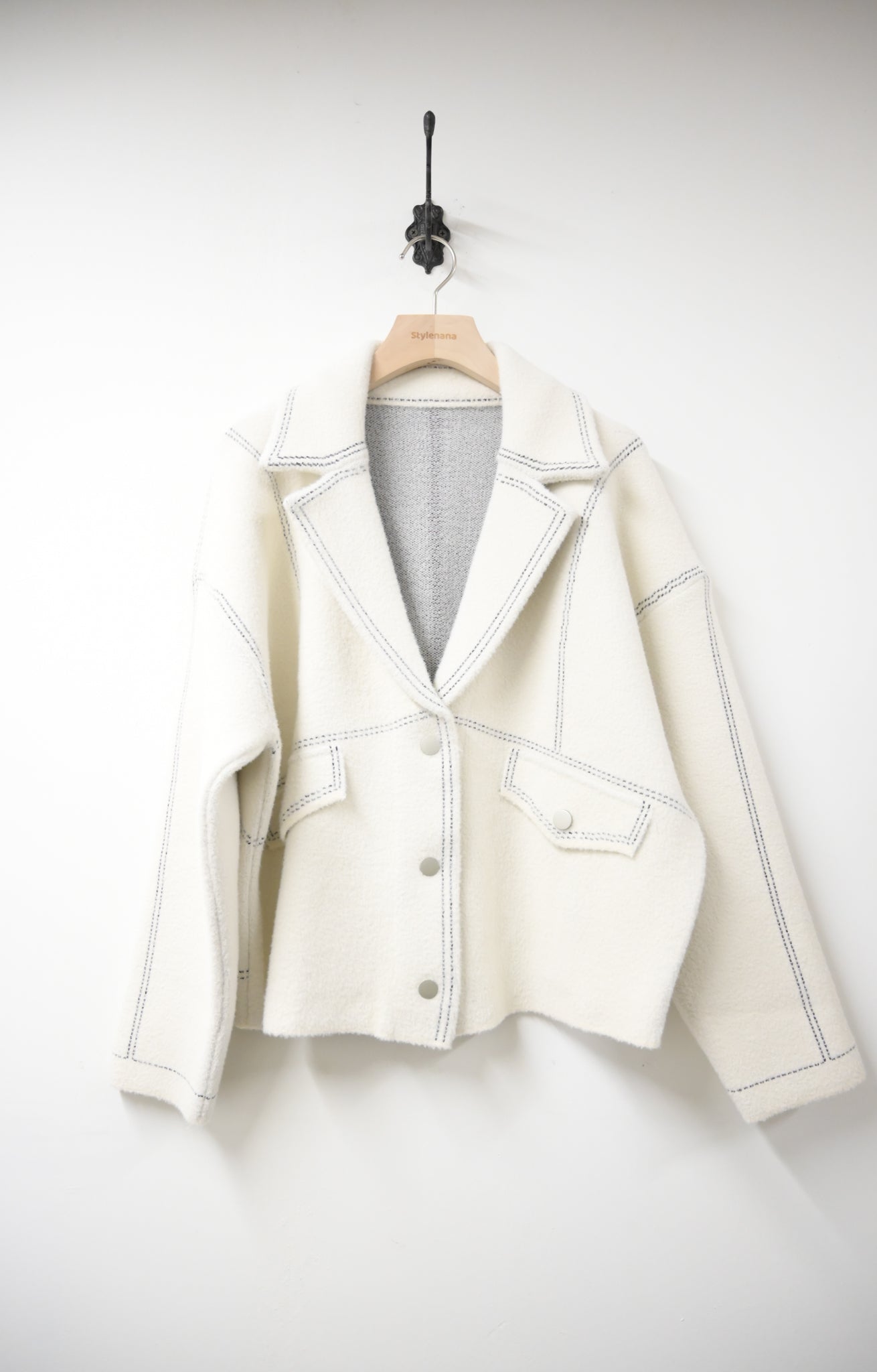 秋冬·明線啪鈕密針織反領外套 2色入
1W61119