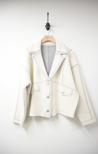 秋冬·明線啪鈕密針織反領外套 2色入
1W61119