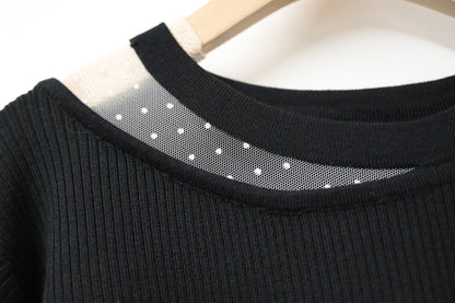 秋冬・透視波點針織上衣 2色入 1W61233