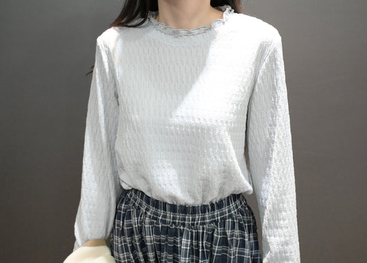 秋冬・免熨皺皺薄長袖 3色入 1W51234