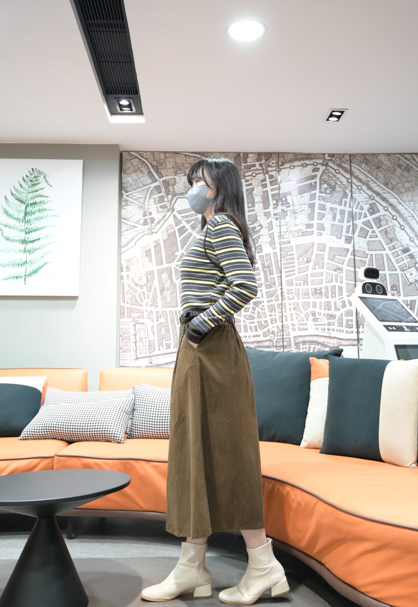 秋冬・超彈條紋撞色線針線上衣  2色入 1W61236