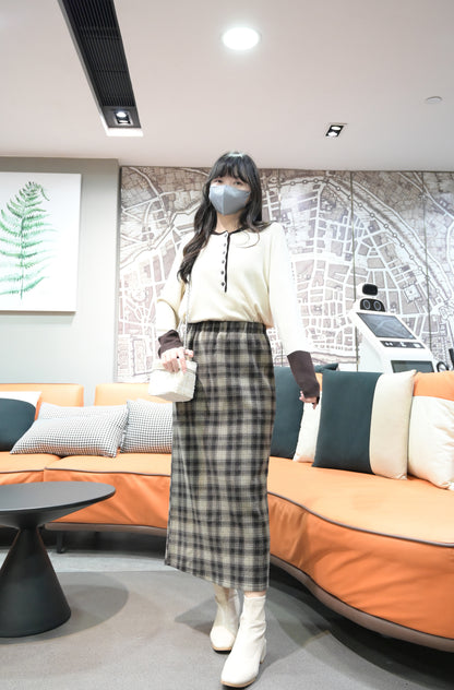 秋冬・撞色超親膚彈性針織衫 2色入  1W61237