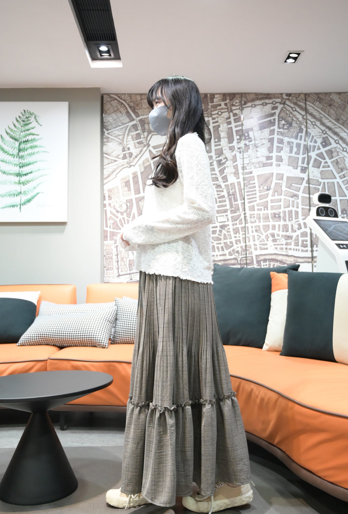 秋冬・暗紋花花超彈布料上衣 2色入 1W11235