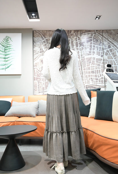 秋冬・暗紋花花超彈布料上衣 2色入 1W11235