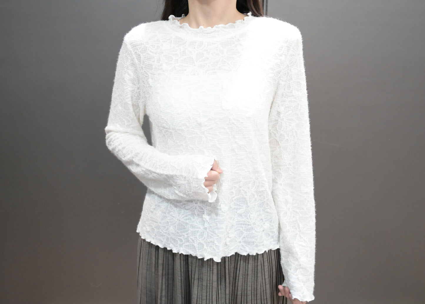 秋冬・暗紋花花超彈布料上衣 2色入 1W11235