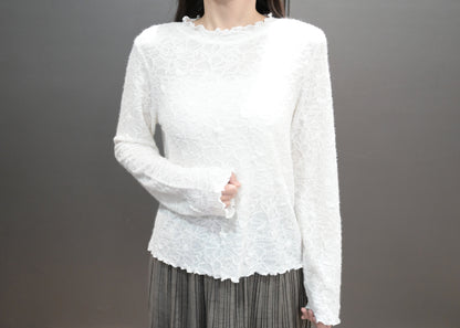 秋冬・暗紋花花超彈布料上衣 2色入 1W11235