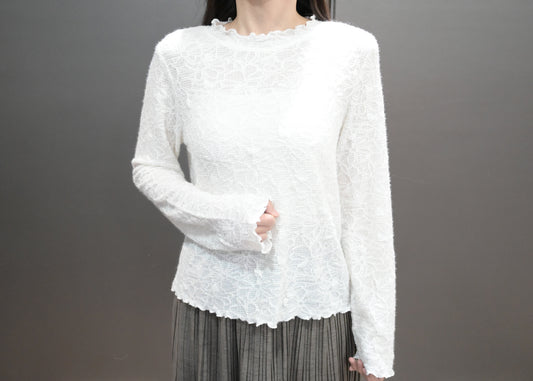 秋冬・暗紋花花超彈布料上衣 2色入 1W11235