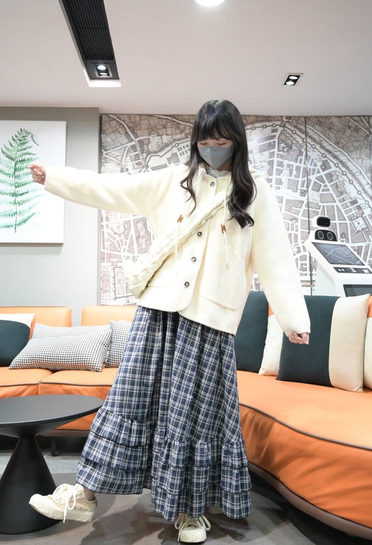 秋冬・可拆帽超幼針織減齡外套 2色入 1W61241