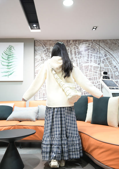 秋冬・可拆帽超幼針織減齡外套 2色入 1W61241