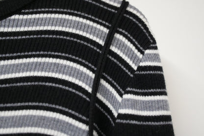 秋冬・超彈條紋撞色線針線上衣  2色入 1W61236