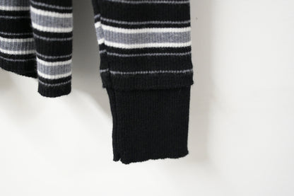 秋冬・超彈條紋撞色線針線上衣  2色入 1W61236