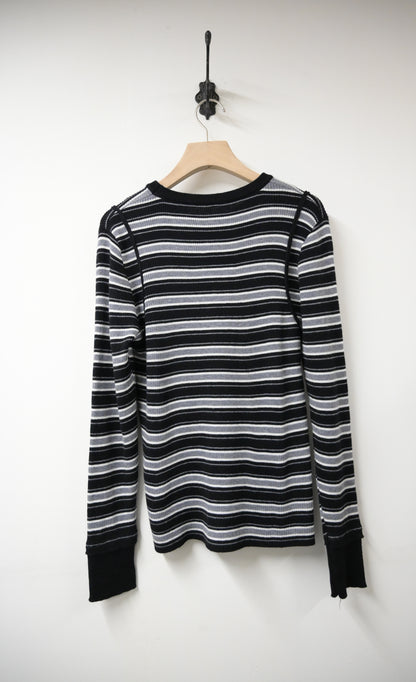 秋冬・超彈條紋撞色線針線上衣  2色入 1W61236