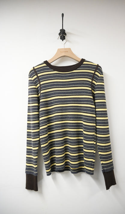 秋冬・超彈條紋撞色線針線上衣  2色入 1W61236