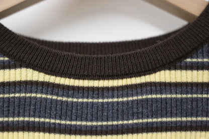 秋冬・超彈條紋撞色線針線上衣  2色入 1W61236