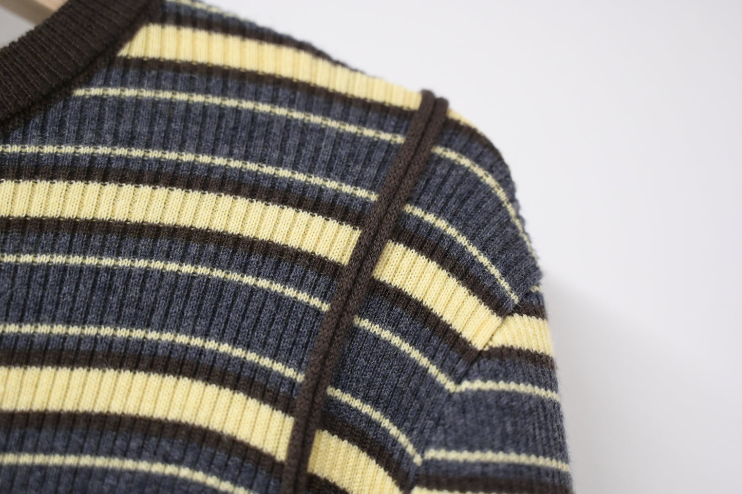 秋冬・超彈條紋撞色線針線上衣  2色入 1W61236