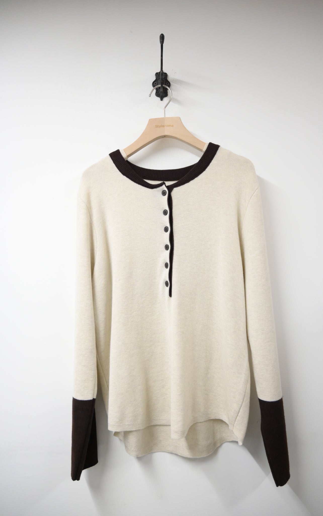 秋冬・撞色超親膚彈性針織衫 2色入  1W61237