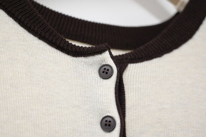 秋冬・撞色超親膚彈性針織衫 2色入  1W61237