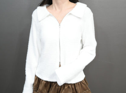 秋冬・反領雙拉鍊毛毛外套仔 2色入 1W10101