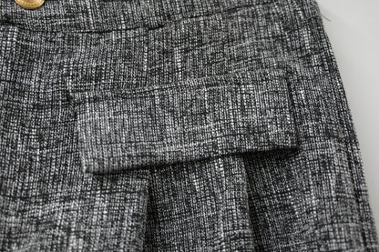 秋冬・小香風金鈕混色棉麻短褲 2色入 1W00108