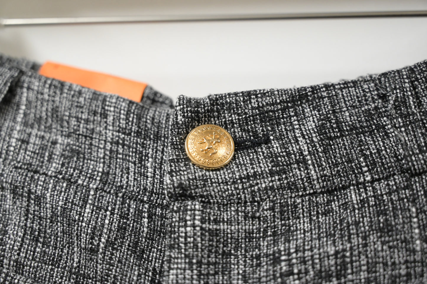 秋冬・小香風金鈕混色棉麻短褲 2色入 1W00108