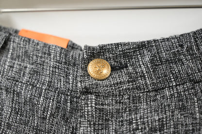 秋冬・小香風金鈕混色棉麻短褲 2色入 1W00108