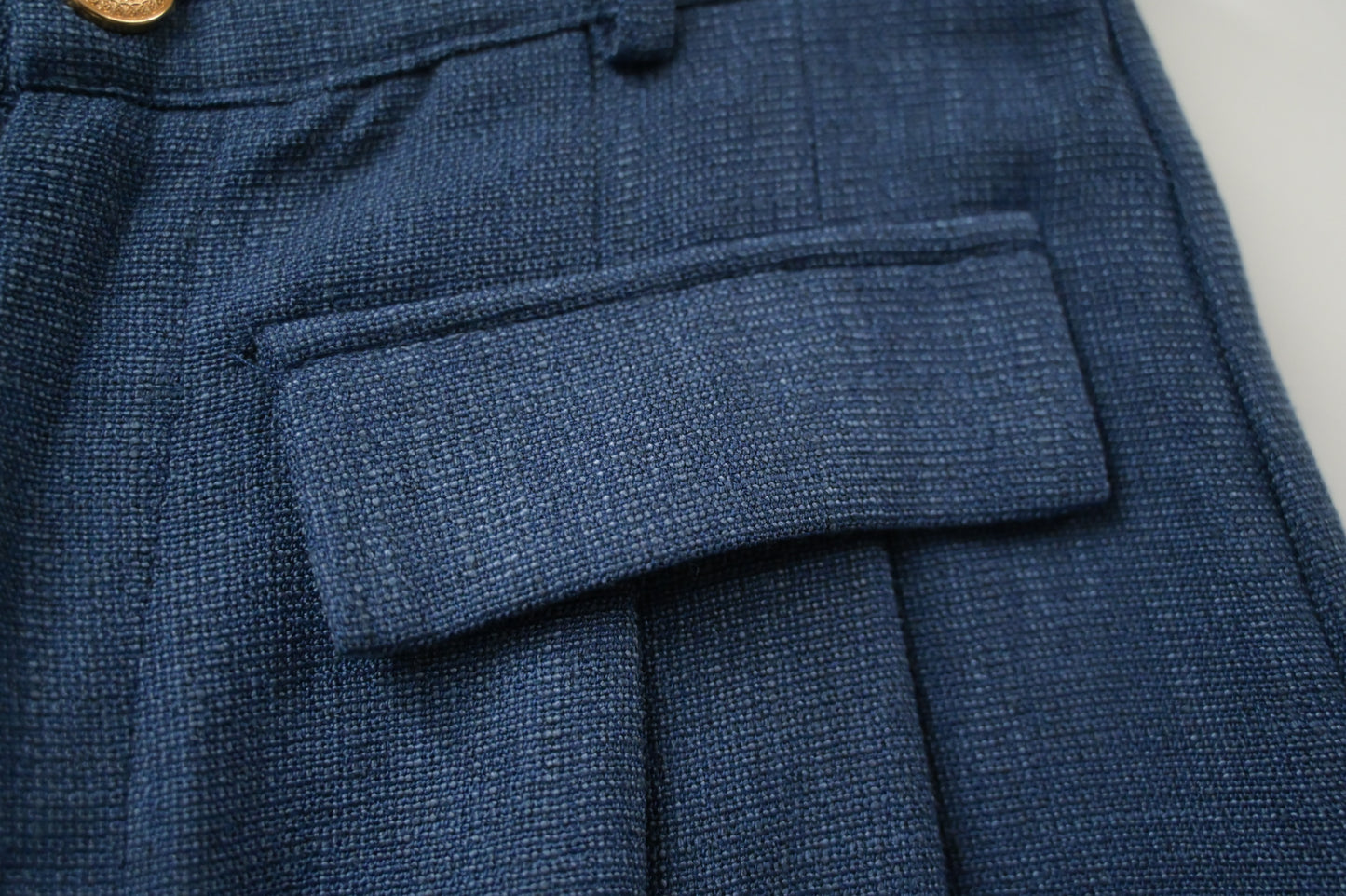 秋冬・小香風金鈕混色棉麻短褲 2色入 1W00108